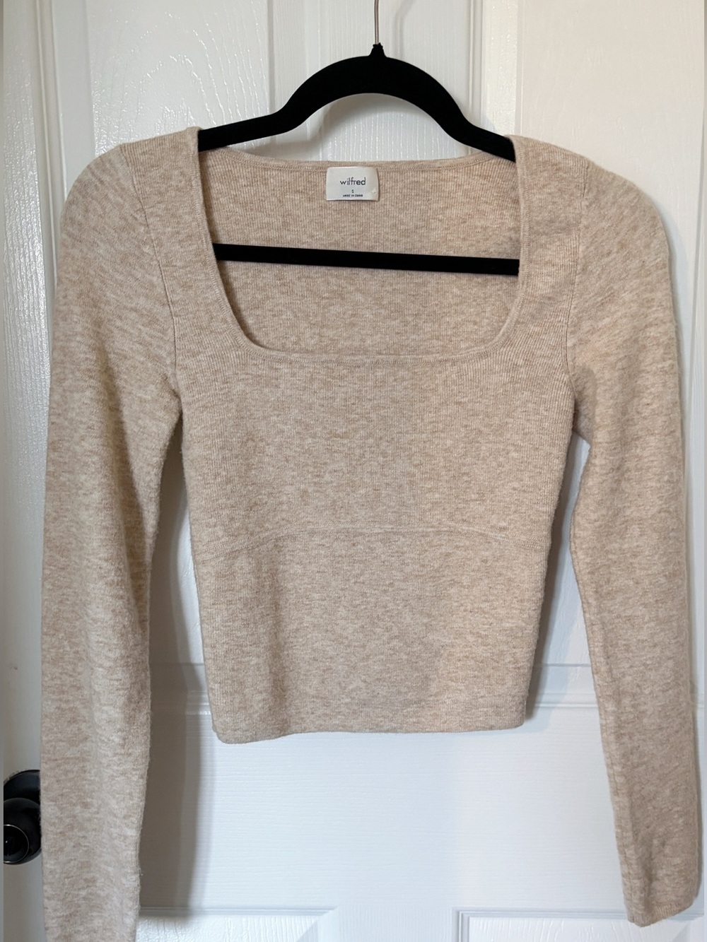 Aritzia Wilfred Square-Neck wool Beige Knit Sweater
